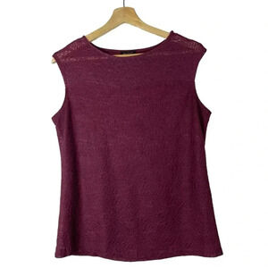 Boutique Nue Options Burgundy Red Eyelet Lace Sleeveless Blouse M